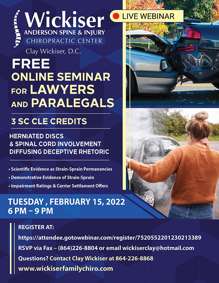 Chiropractic Anderson SC Auto Accident Webinar